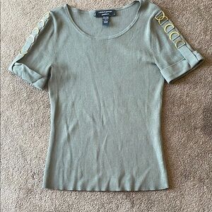 Cable & Gauge Olive Short Sleeve Top with Gold Rings